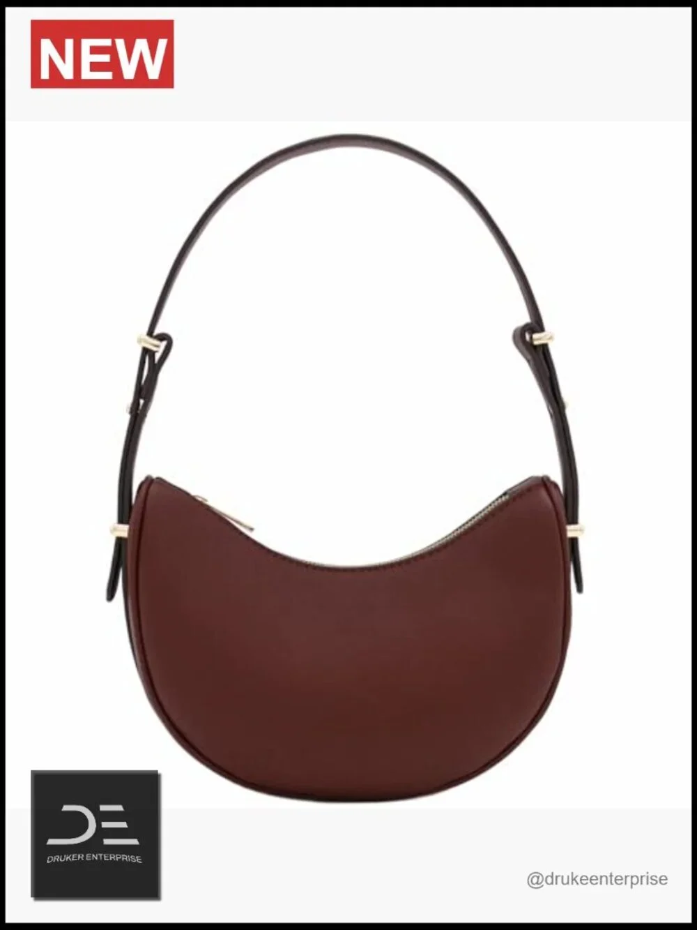 Small Crescent Smooth Faux Leather Underarm Shoulder Bag